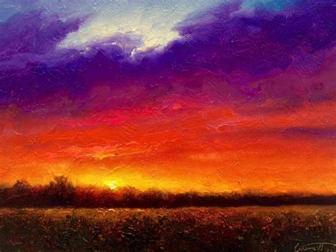 Sunset Painting Easy Simple Oil Painting Oil Painting Frames Canvas