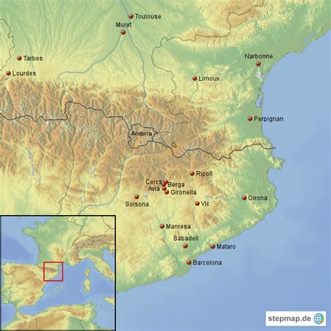 Die nebenstehende karte kannst du gern kostenlos. StepMap - Spanien, Katalonien - Landkarte für Spanien