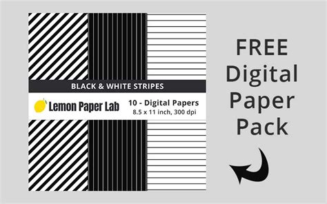 Free Black And White Striped Printable Digital Paper Lemon Paper Lab
