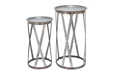 Find accent and side tables at great value on athome.com, and buy them at your local at home store. Galvanized Metal Pedestal Accent Table-Set Of 2 | Living Spaces