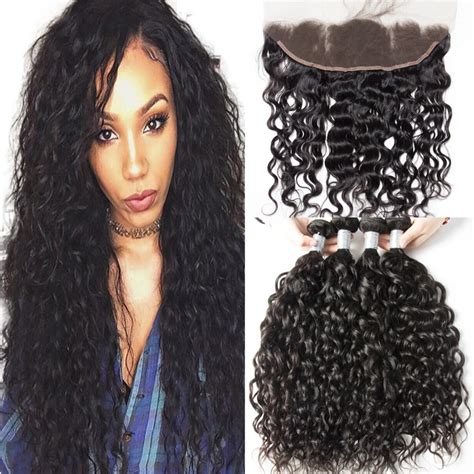 Top Malaysian Water Wave With Closure Wet And Wavy Human Hair Weave 4 Bundle With Pre Plucked