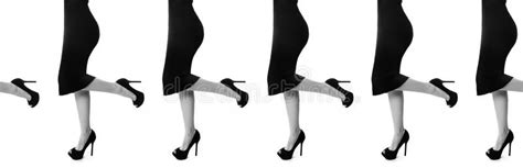 Female Slim Legs In Black High Heels On White Background Erotic Body