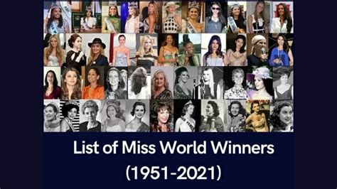 List Of Miss World Winners 1951 2021