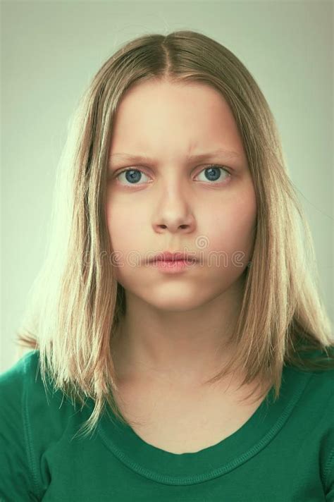 Portrait Of A Thinking Teen Girl Stock Image Image Of Child Blonde