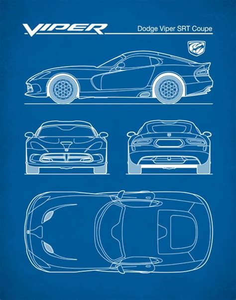 Auto Art Patent Print Dodge Viper Srt Coupe Blueprint Car Etsy