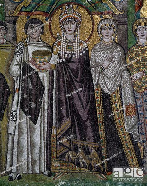Empress Theodora And Her Retinue Byzantine Mosaic In The Apse Of The