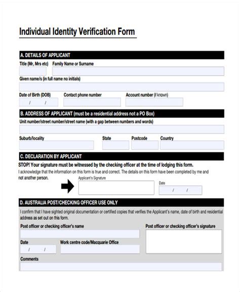Nationality Verification Form Sample Pdf Template