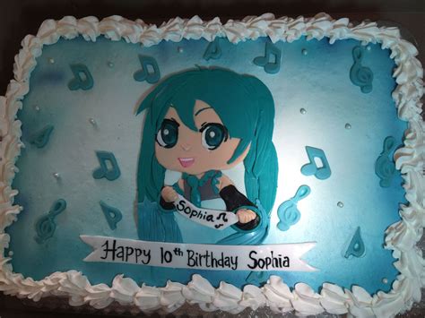 Hatsune Miku Birthday Cake For Sophia Birthday Cake Girls 10th
