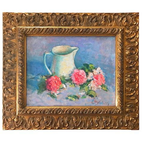 Large Antique Oil Painting Still Life Signed Sanchez At 1stdibs