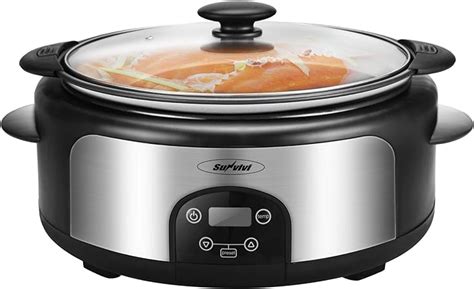 6 Quart Crock Pot And Digital Programmable Slow Cooker With Locking Lid Nonstick Oval Pot Delay