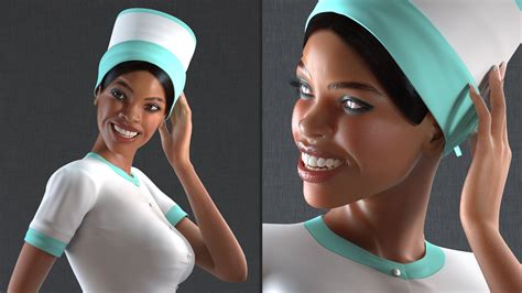 light skinned black nurse standing pose 3d model 149 3ds blend c4d fbx max ma lxo obj