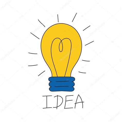 Eureka dessin animé idée lightbulb. Dessin animé lampe ampoule design plat vector illustration électrique idée brillante solution ...