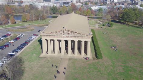 Aerial View Nashville Parthenon Bright Stock Footage Video 100