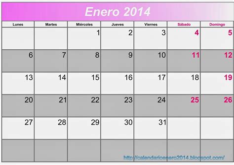 Calendarios Imprimibles Gratis Calendario Enero 2014 Para Imprimir