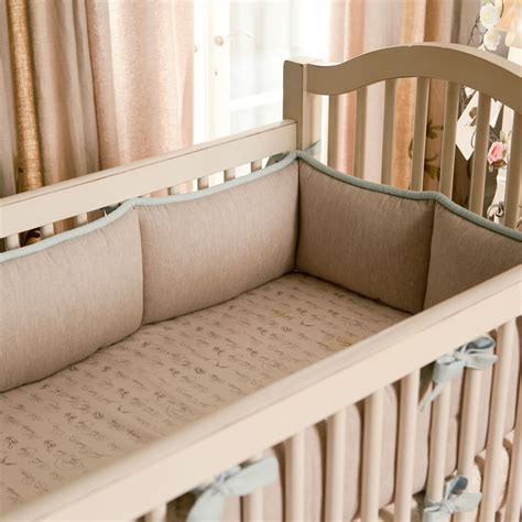 Light Blue Linen Crib Bumper Carouseldesigns Baby Crib Bedding Crib