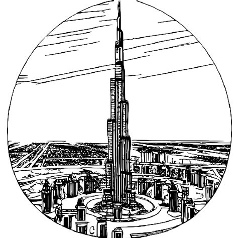 Coloriage Burj Khalifa Vu Du Ciel Creative Fabrica