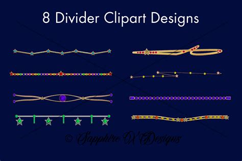 Crystal Star Dividers Clipart Designs 33866 Elements Design Bundles