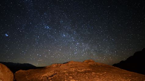 Night Time Timelapse Of The Stars In The Sahara Desert Morocco Stock