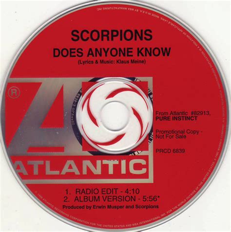 Scorpions Does Anyone Know 1996 Cd Discogs