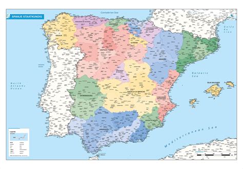 Deze Staatkundige Landkaart Van Spanje Geeft Zowel Een Mooi Beeld Van