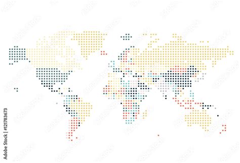 Dotted World Map Of Square Dots Stock Vector Adobe Stock