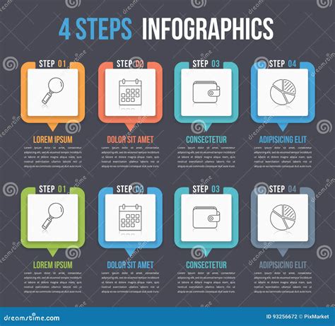 Four Steps Infographics Stock Vector Illustration Of Steps 93256672