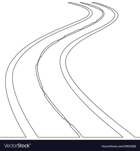 Continuous One Single Line Drawing Road Vector Illustration Concept