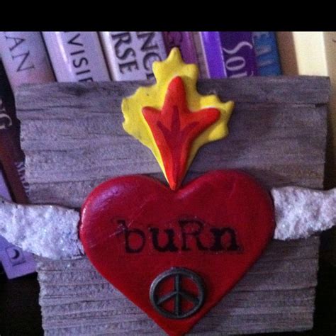 Flaming Heart With Wings And Peace Sign Altered Art Burn Heart With