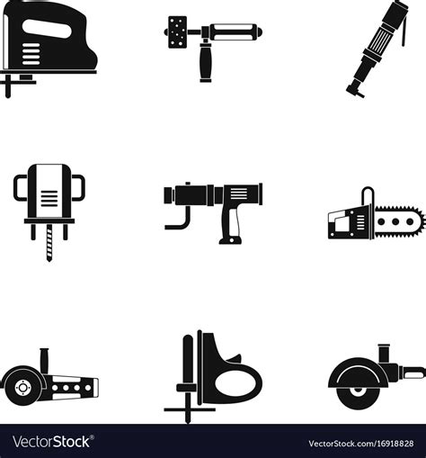 Power Tool Icon Set Simple Style Royalty Free Vector Image