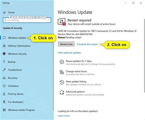 Schedule Restart Time For Windows Update In Windows 10 Tutorials