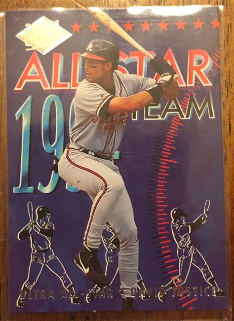 The team and position are also at the bottom of the card. 1994 Fleer Ultra All-Star Team #18 David Justice Atlanta Braves Baseball Card. | David justice ...