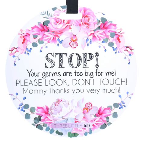 Buy Three Little Tots Flower Tag Stop Your Germs Are Too Big For