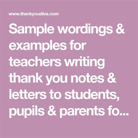 Sample Wordings And Examples For Teachers Writing Thank You Notes