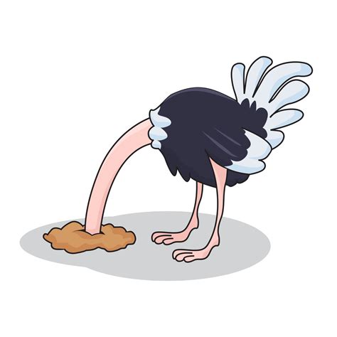 Ostrich Hiding Head Cartoon Cute Illustration 3777937 Vector Art At