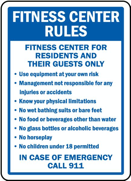 Fitness Center Rules Sign Save 10 Instantly