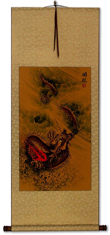 Mystic Chinese Dragon Asian Wall Scroll Tigers And Dragons Paintings