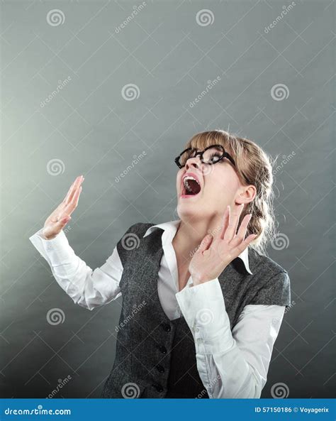 Business Woman With Fear Expression Stock Photo Image Of Shock