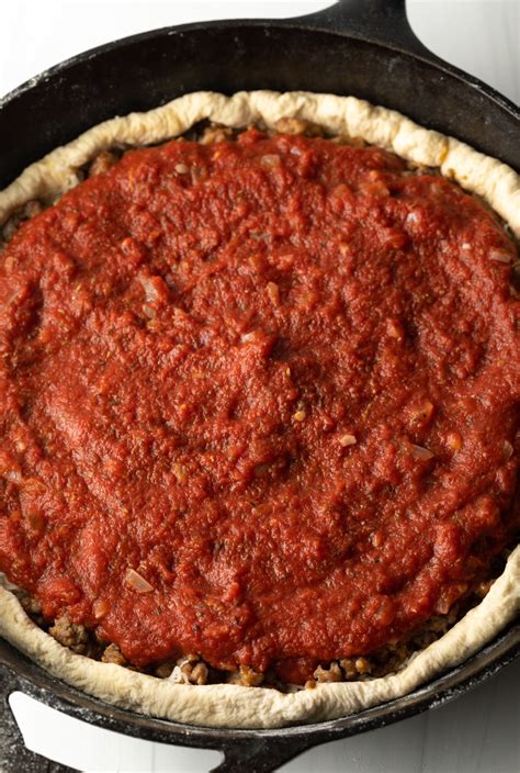 Cast Iron Deep Dish Pizza Recipe Chicago Style A Spicy Perspective
