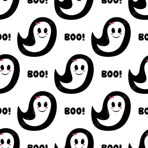 Cute Ghost Girl With Bowboo In Halloween Pattern Vector Infinite