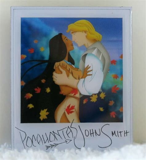 Disney Fantasy Pin Pocahontas And John Smith Autographed Polaroid Le 50