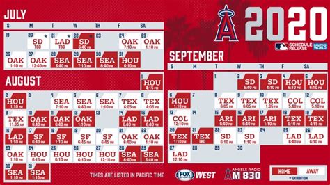 Download your angels calendar today! Los Angeles Angels 2020 Schedule