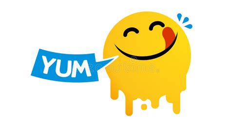 Yummy Face Feliz Sonrisa Vector Emoticono De Línea De Dibujos Animados