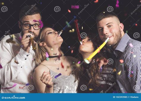 Blowing Party Whistles Stock Image Image Of Celebration 102393985