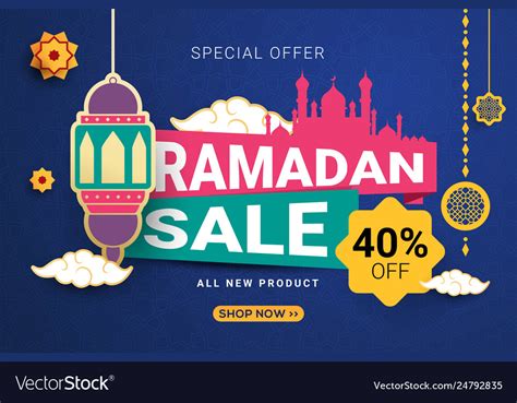 Ramadan Sale Banner Template Design Background Vector Image