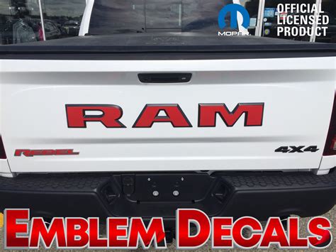 2019 2022 Dodge Ram Rebel Ram Tailgate Emblem Overlay Decal Vinyl