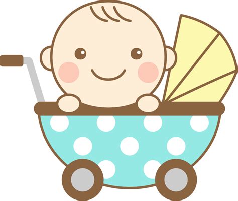 ベビーカー（乳母車）に乗ったかわいい赤ちゃんのイラスト 無料フリーイラスト素材集【frame Illust】