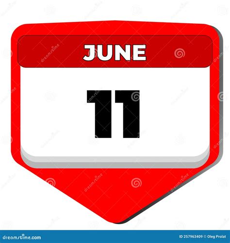 11 June Vector Icon Calendar Day. 11 Date of June. Eleventh Day of June