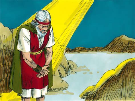 FreeBibleimages :: Moses dies and Joshua becomes leader :: Moses see the Promised Land then dies 