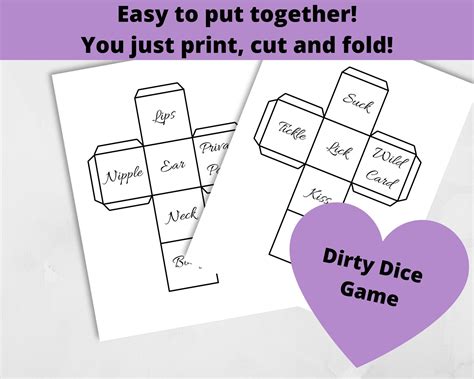Dirty Dice Naughty Dice Adult Games Mature Game Printable Couples