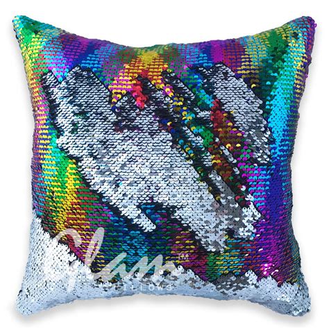 Rainbow And Silver Reversible Sequin Glam Pillow Limited Edition Glam Pillows